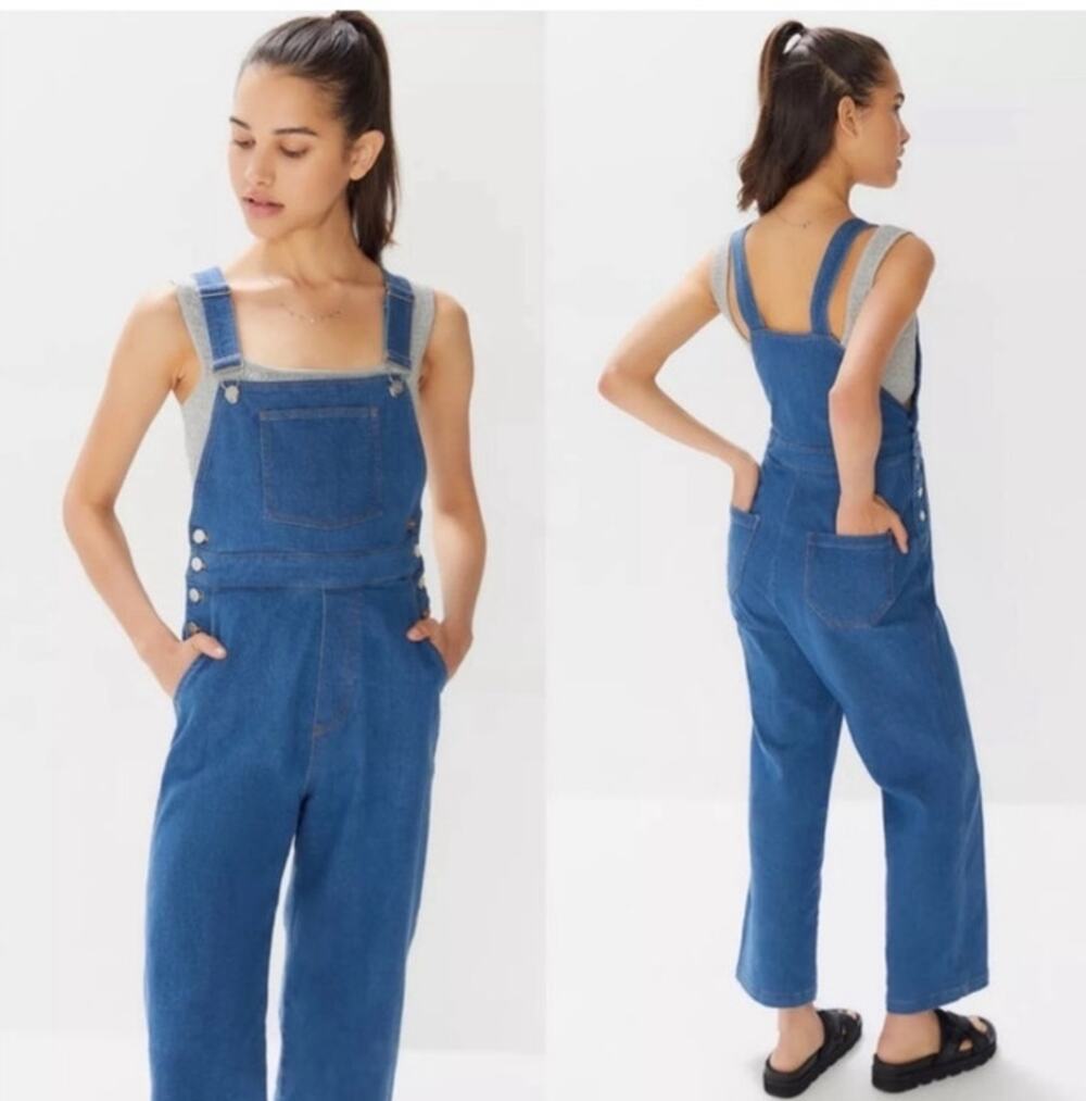 Capulet Lennon Denim Overalls XS Blue Wide Leg Dungaree Stretch Retro Fit